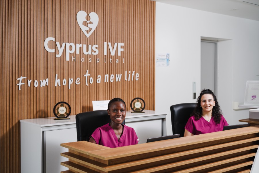 Cyprus IVF Hospital 7 This reception desk, located on the 4th floor, where the entrance to the surgical suite is and where patients are welcome as they arrive for their procedures.
