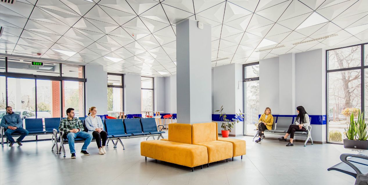LeaderMed Modern waiting room interior at LeaderMed IVF clinic in Tbilisi Georgia
